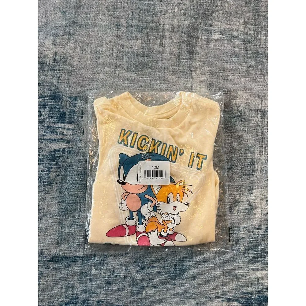 New! Sonic The Hedgehog Kickin It Short Sleeve Tee 12 Months